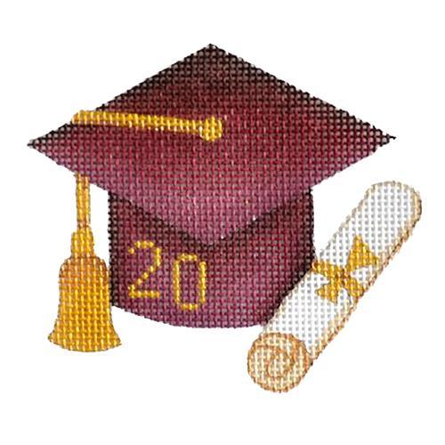 click here to view larger image of Graduation Cap - Maroon with Year (hand painted canvases)