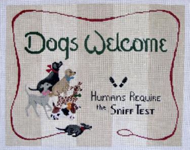 click here to view larger image of Dogs Welcome (hand painted canvases)