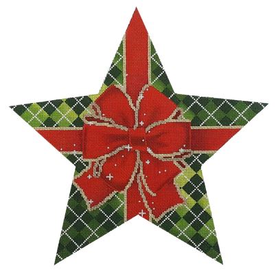 click here to view larger image of Argyle Tree Topper Star (hand painted canvases)