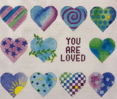 click here to view larger image of You Are Loved Hearts (hand painted canvases)