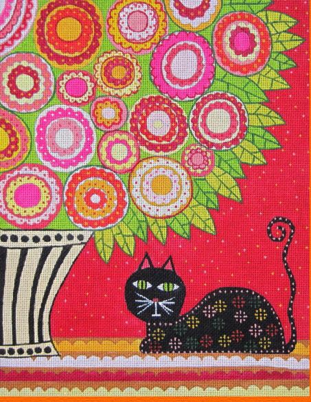 click here to view larger image of Feline Florist I (hand painted canvases)
