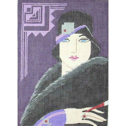 click here to view larger image of Purple Hat w/Jewel - Art Deco (hand painted canvases)