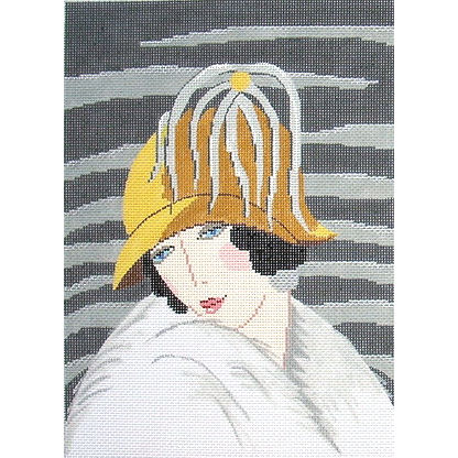 click here to view larger image of Yellow and Gray Hat - Art Deco (hand painted canvases)