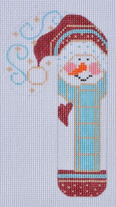 click here to view larger image of Maroon Heart Snowman Candy Cane (hand painted canvases)