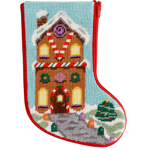 click here to view larger image of Gingerbread House Mini Stocking Stitch and Zip  (needlepoint kits)