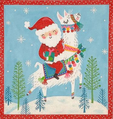 click here to view larger image of Santa Riding Llama  (hand painted canvases 2)