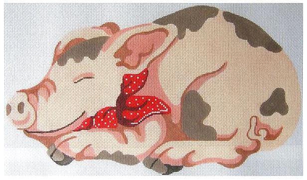 click here to view larger image of Pink Pig Pillow (hand painted canvases)