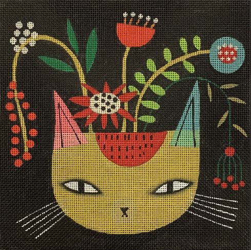 click here to view larger image of Flower Feline (hand painted canvases)