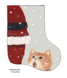 click here to view larger image of Kitty meets Santa (hand painted canvases)