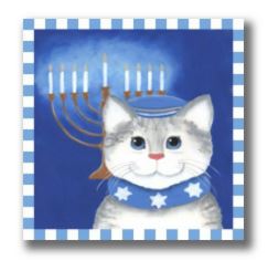 click here to view larger image of Hanukkah Cat  (hand painted canvases)