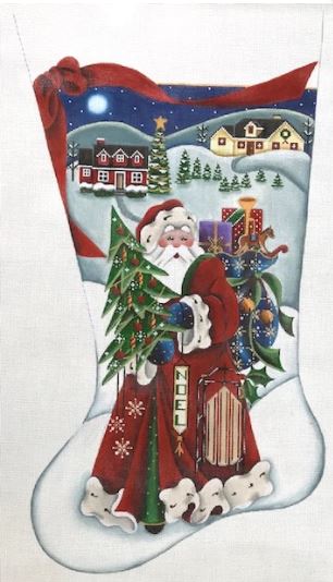 click here to view larger image of Christmas Eve Stocking   (hand painted canvases)