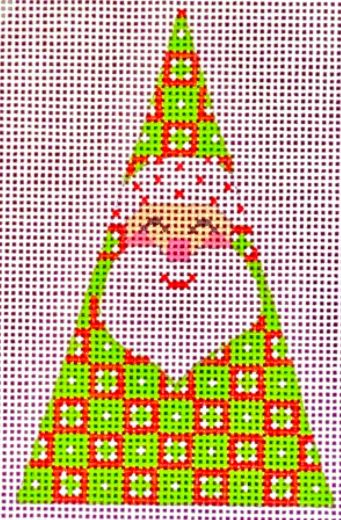 click here to view larger image of Green/Red Squares Santa - Triangle    (hand painted canvases)