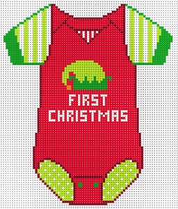 click here to view larger image of Baby Onesie - Red w/Elf Hat (hand painted canvases)