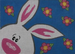 click here to view larger image of Bunny on Blue (hand painted canvases)