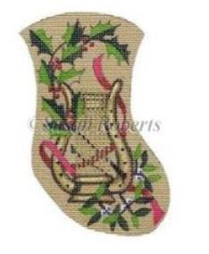 click here to view larger image of Golden Harp Mini Stocking (hand painted canvases)