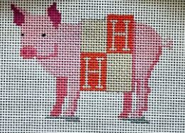 click here to view larger image of Pig in an Hermes Blanket (hand painted canvases)