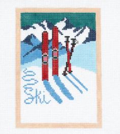 click here to view larger image of Vintage Ski Postcard - No Name (hand painted canvases)