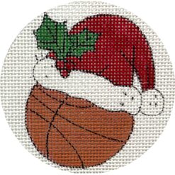 click here to view larger image of Basketball w/Santa Hat (hand painted canvases)