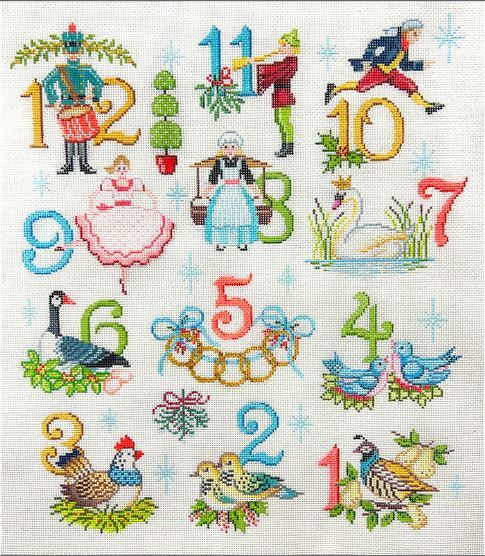 click here to view larger image of 12 Days of Christmas (hand painted canvases)