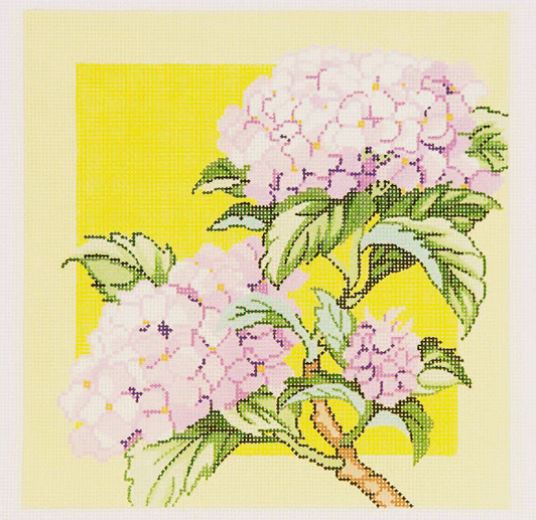 click here to view larger image of Hydrangea on Yellow (hand painted canvases)