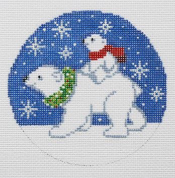 Polar Bear Mother and Child Christmas hand painted canvases 