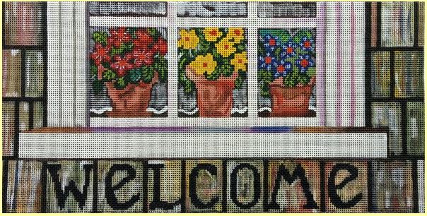 click here to view larger image of Floral Welcome (hand painted canvases)