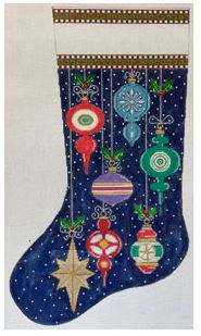 click here to view larger image of Antique Ornaments Stocking - Primary (hand painted canvases)