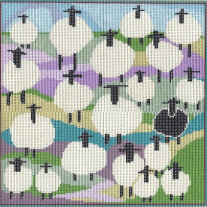 click here to view larger image of Counting Sheep  (hand painted canvases)