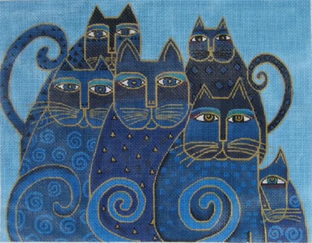 click here to view larger image of Indigo Cats (hand painted canvases)