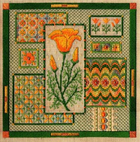 click here to view larger image of California Poppy Collage (counted canvas work)