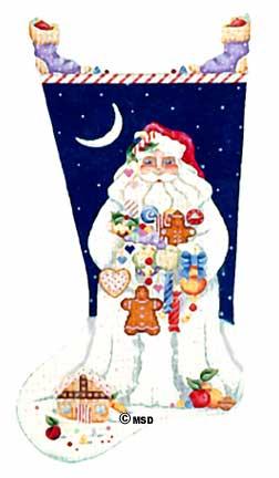 click here to view larger image of Candy  Santa Stocking (hand painted canvases)