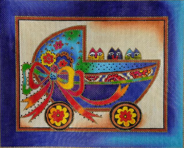 click here to view larger image of Baby Cats in Buggy (hand painted canvases)