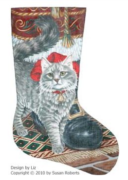 click here to view larger image of Buttons (Kitty) and Santa Stocking (hand painted canvases)
