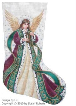 click here to view larger image of Elegant Angel Stocking (hand painted canvases)