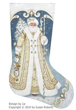 click here to view larger image of Golden Santa Stocking - 18ct (hand painted canvases)