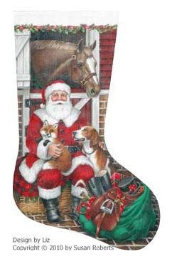 click here to view larger image of Fox Hunt Santa Stocking (hand painted canvases)