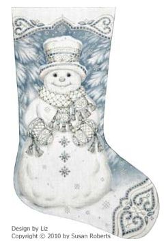 click here to view larger image of Enchanted Snowman Stocking (hand painted canvases)