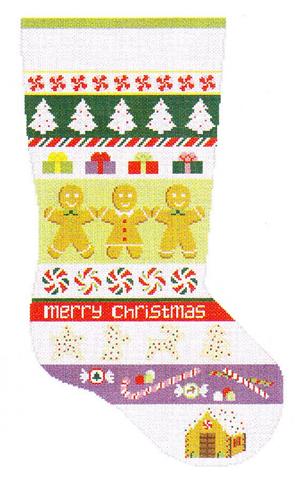 click here to view larger image of Christmas Goodies Stripe Stocking (hand painted canvases)