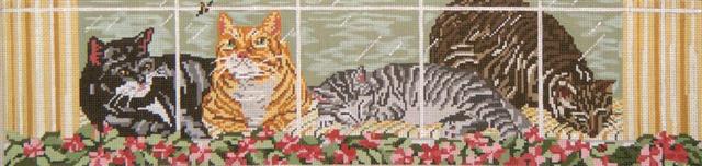click here to view larger image of Kitties in a Window (hand painted canvases)