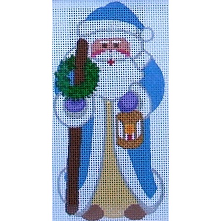 click here to view larger image of Blue Santa w/ Lantern  (hand painted canvases)