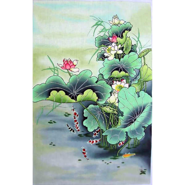 click here to view larger image of Lotus & Koi (hand painted canvases)
