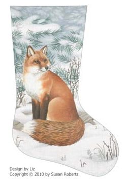 click here to view larger image of Fox in Snow Stocking - 13ct (hand painted canvases)