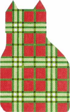 click here to view larger image of Christmas Plaid Cat (hand painted canvases)