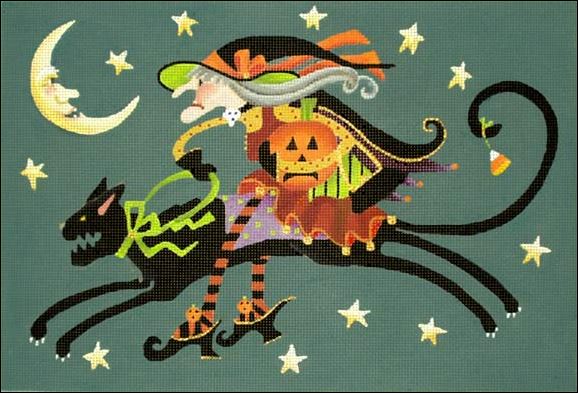 click here to view larger image of Crabby Cat Witch (hand painted canvases)