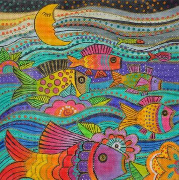click here to view larger image of Fanciful Fish (hand painted canvases)