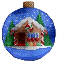 click here to view larger image of Gingerbread House Ball Ornament (hand painted canvases)