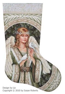 click here to view larger image of Evergreen Angel Stocking - 13ct (hand painted canvases)