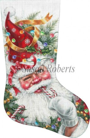 click here to view larger image of Decorated Santa Stocking (hand painted canvases)