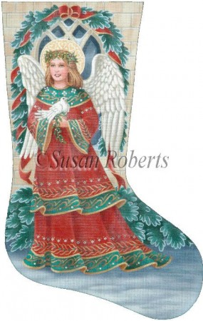 click here to view larger image of Christmas Angel Stocking - 18 mesh (hand painted canvases)