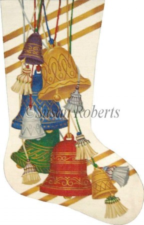 click here to view larger image of Bells Stocking (hand painted canvases)
